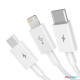 Baseus Superior Series 1m Fast Charging Data Cable USB to M+L+C 3.5A Stellar White (6M)